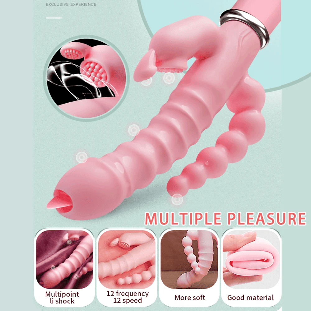 Dildo Vibrator Clitoris Stimulator Penis Anal Double Penetration Tongue Licking