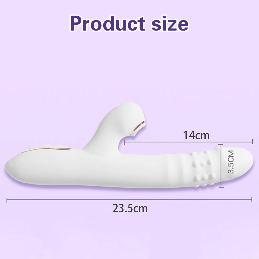 Thrusting Vibrator Dildo Rotating Telescopic Vagina G Spot Massage Sucking