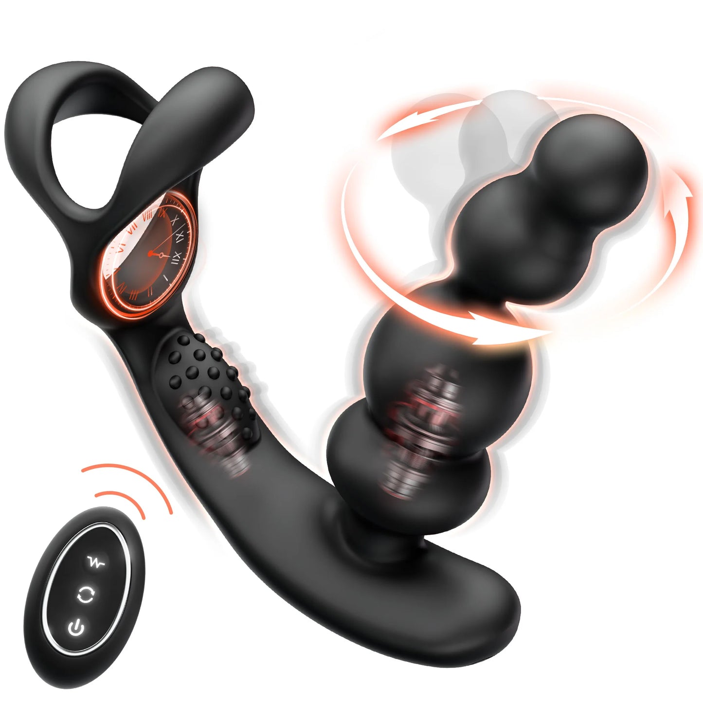 Anal Vibrator 360 Rotate Butt Plug Male Prostate Massager with Cock Ring