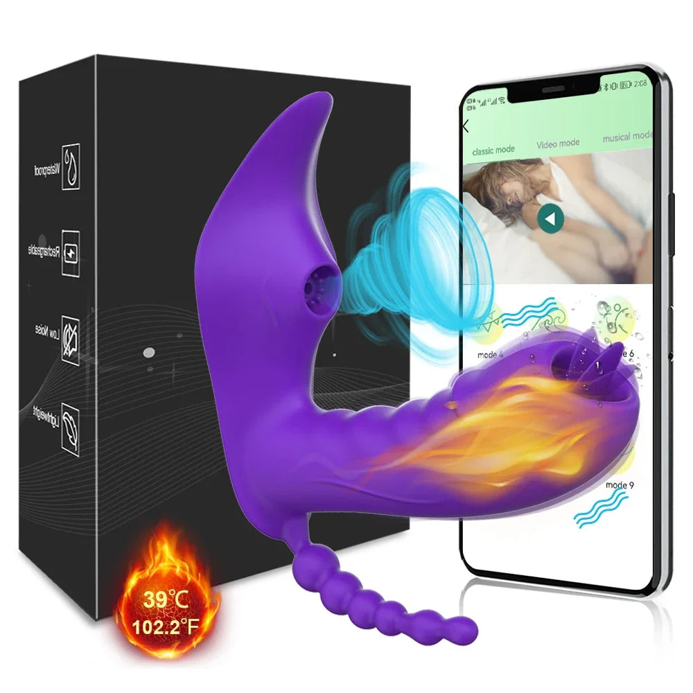 Bluetooth APP Dildo Vibrator Masturbator Vacuum Vagina Clitoris Suck Stimulator