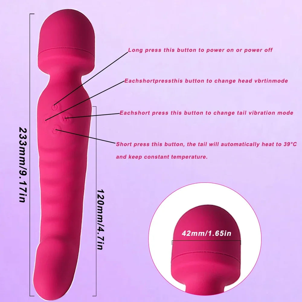 Rechargeable Dual-Ended Massager for Women – Heating, Waterproof & Flexible Design