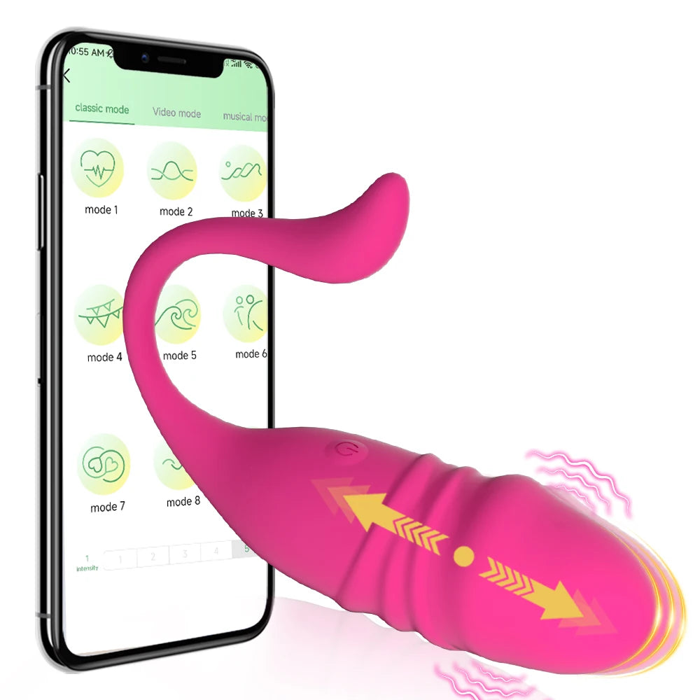 APP Wireless Bluetooth G Spot Vibrator Telescopic Dildo Vagina Love Egg