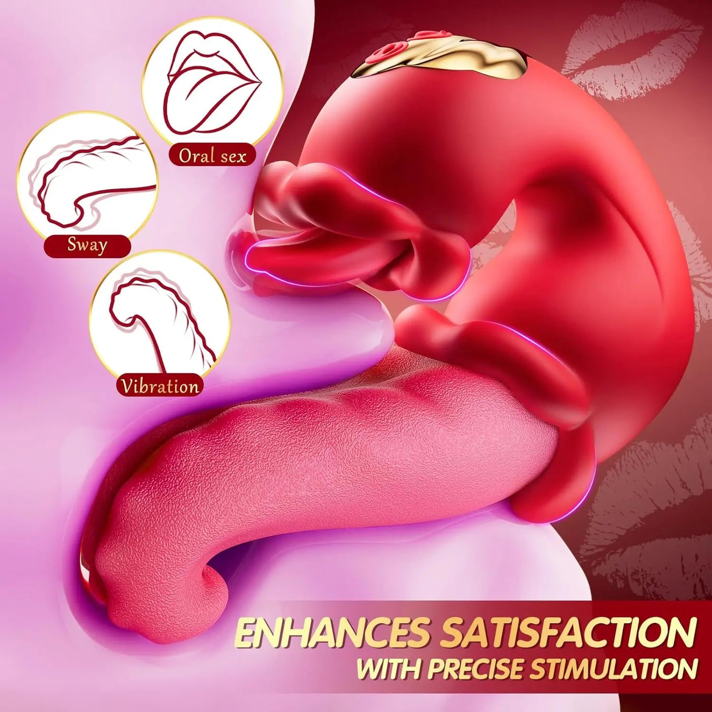 3in1 Big Tongue Vibrator Dildo Clit Stimulator Licking Swing Vibrating Couples Game