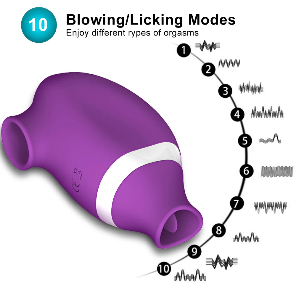 2‑in‑1 Clitoral & Nipple Suction Vibrator – G‑Spot Licking Massager for Women