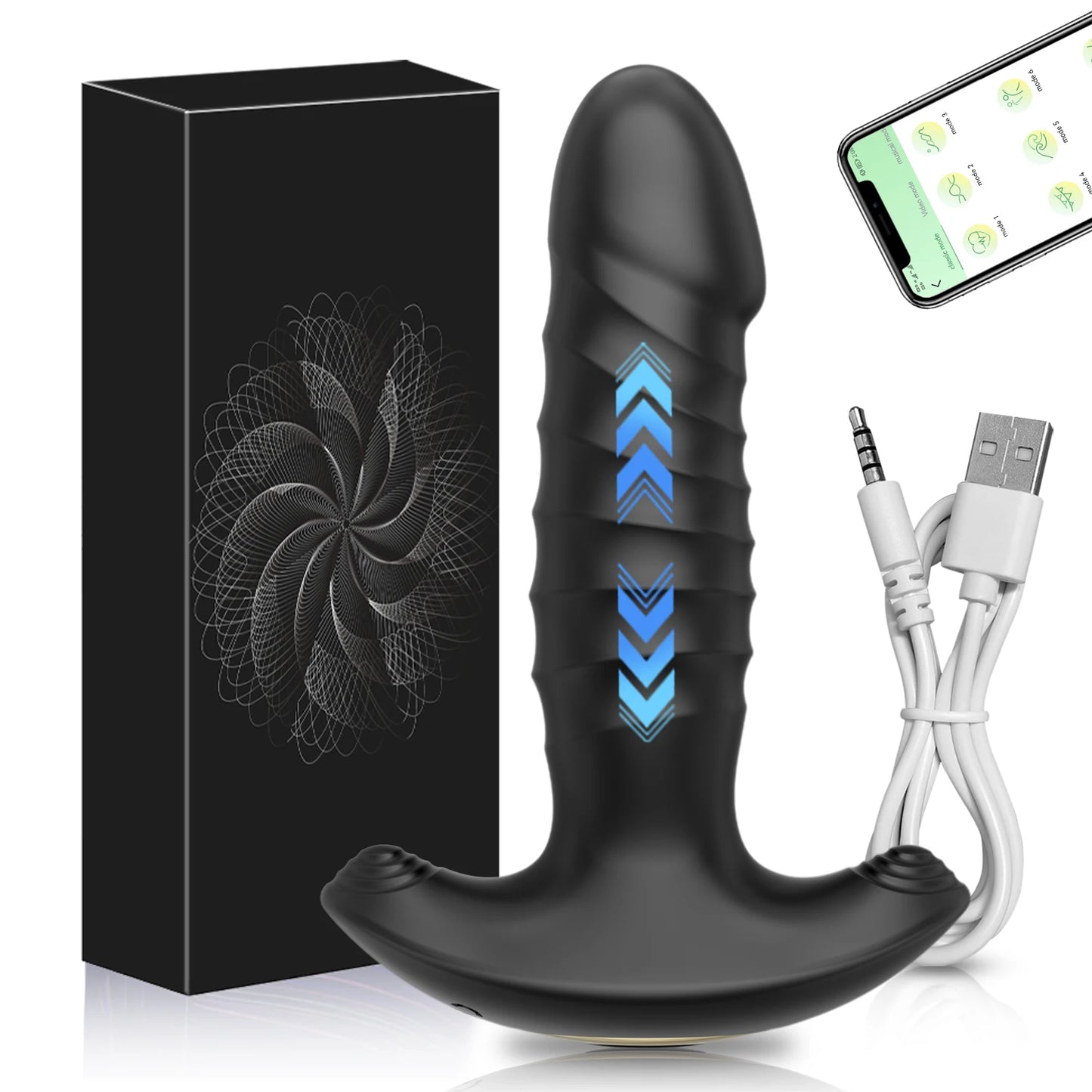 APP Control Thrusting Prostate Massager Vibrator Anal Plug Telescopic Butt Plug