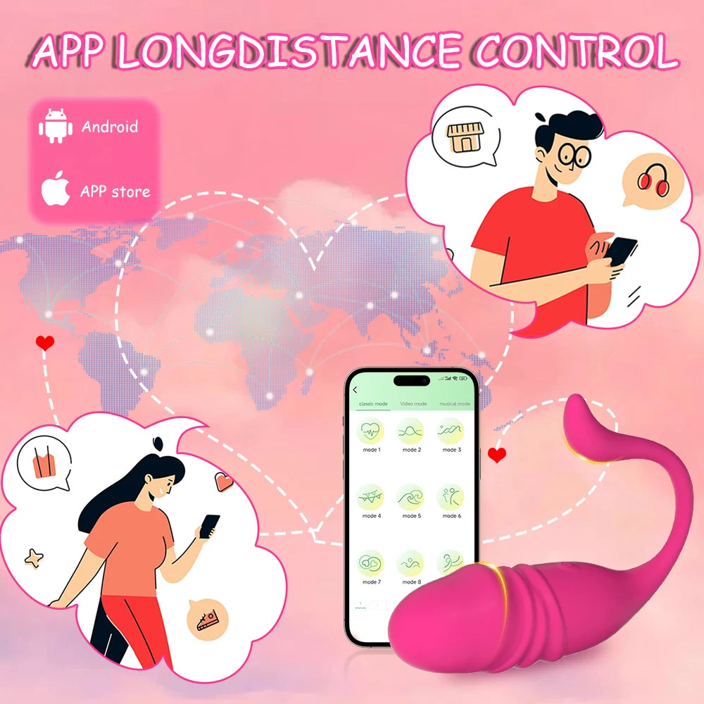 APP Wireless Bluetooth G Spot Vibrator Telescopic Dildo Vagina Love Egg