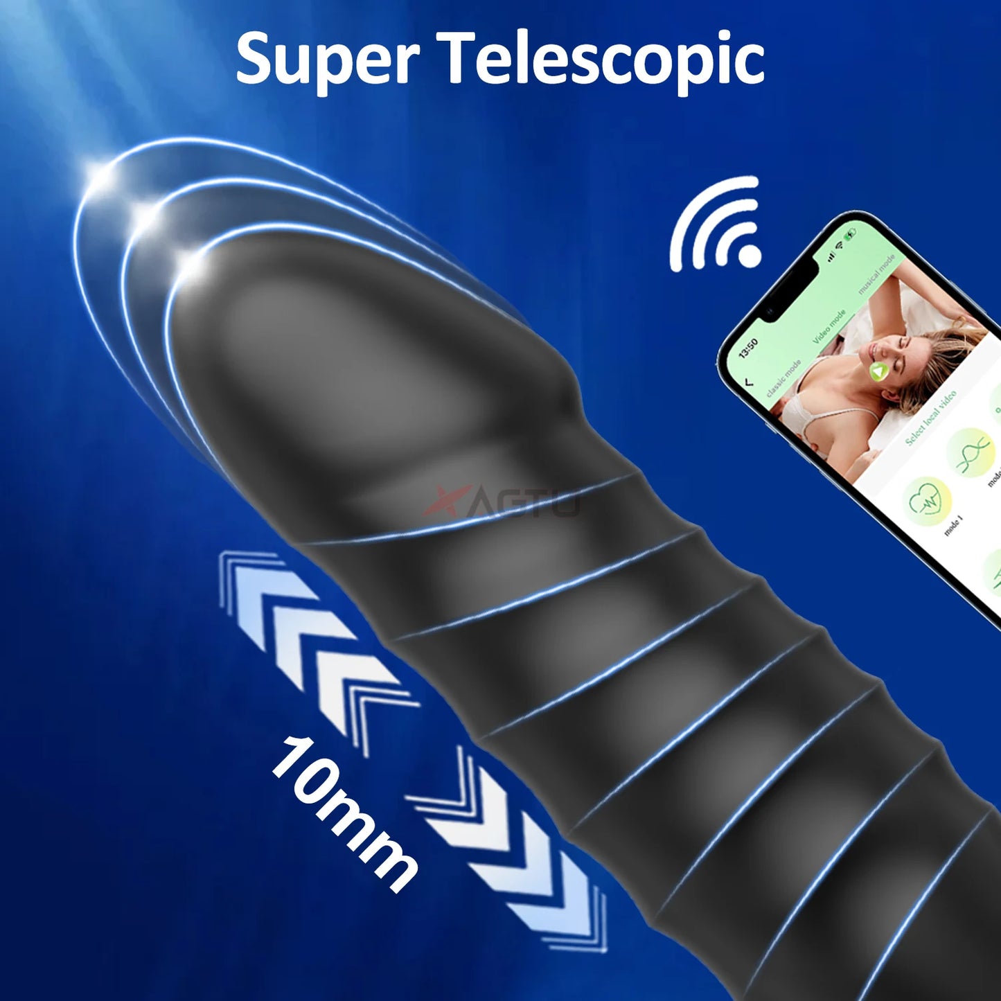 APP Control Thrusting Prostate Massager Vibrator Anal Plug Telescopic Butt Plug