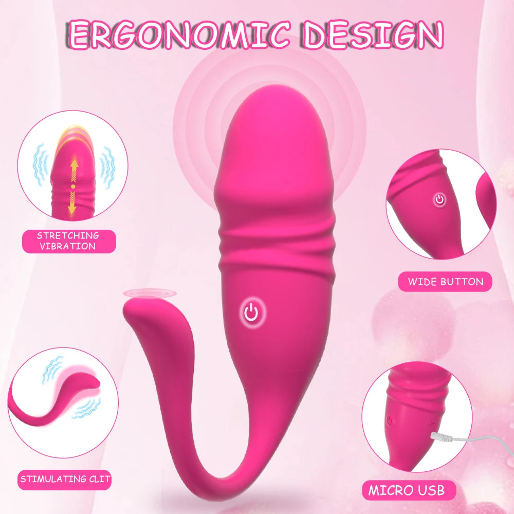 APP Wireless Bluetooth G Spot Vibrator Telescopic Dildo Vagina Love Egg