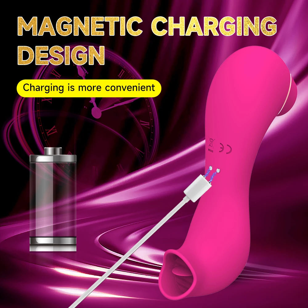 Sucking Vibrator with Tongue Licking Vagina Clitoris Stimulator Sex Toys