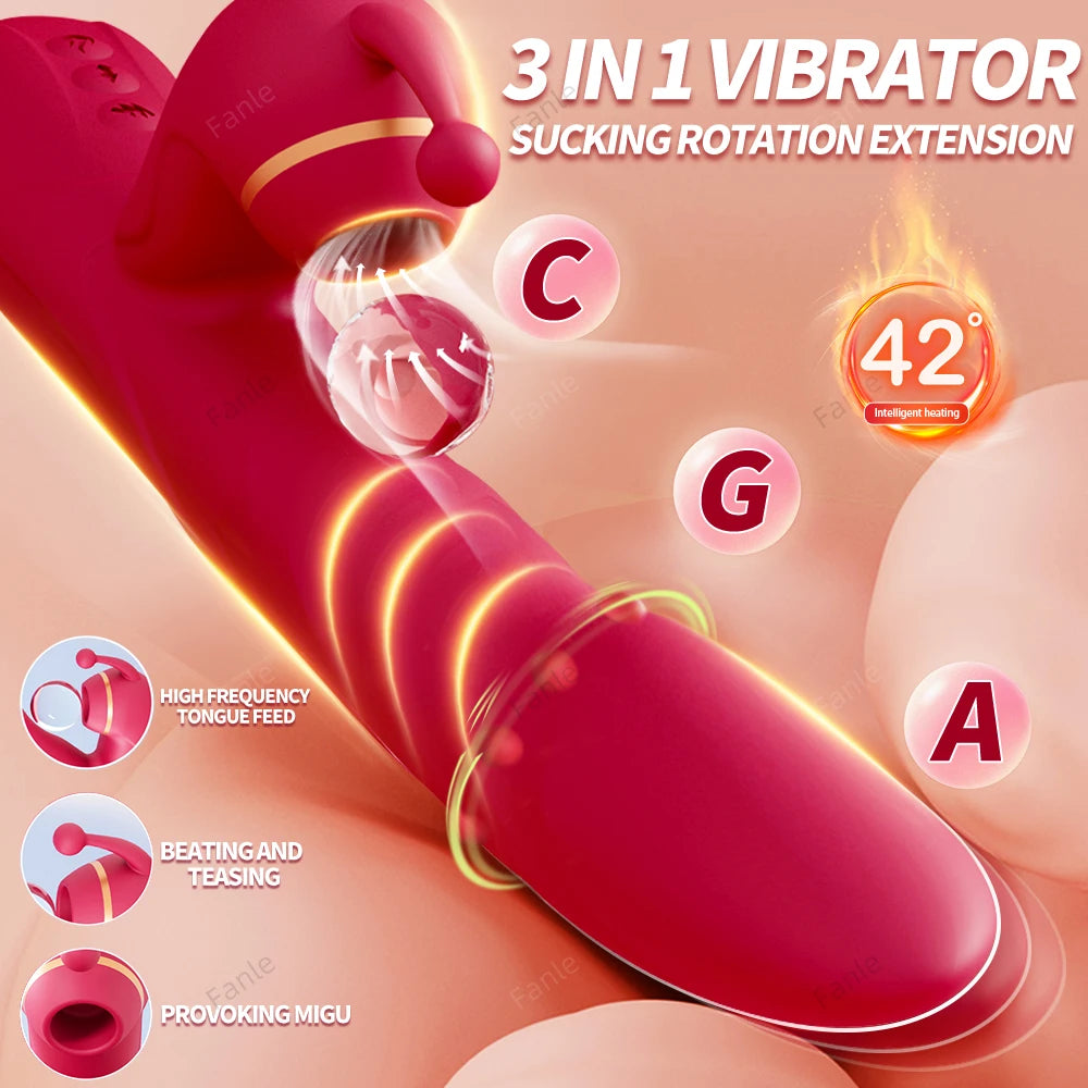 Heated Thrusting Dildo Vibrator|5-in-1 APP Control |G-spot Clit Stimulator for Women