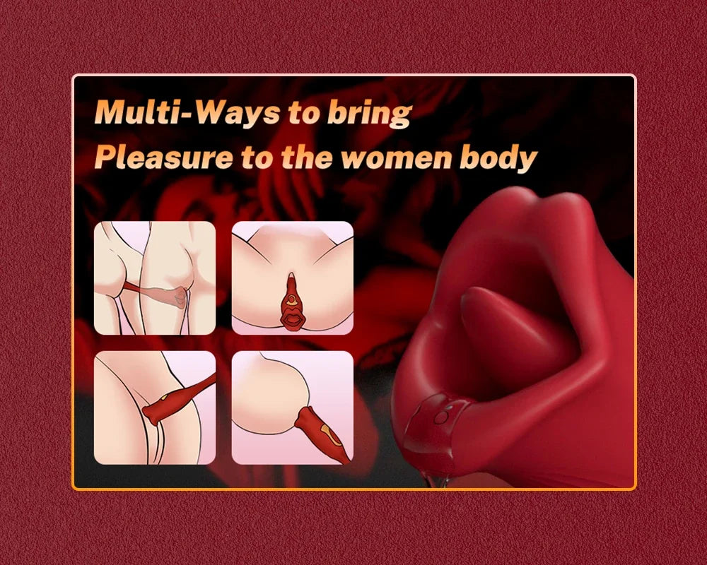 Tongue Licking Biting Vibrator Oral Clitoris Nipple Female Masturbator Sex Toy