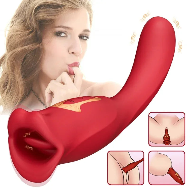 Tongue Licking Biting Vibrator Oral Clitoris Nipple Female Masturbator Sex Toy