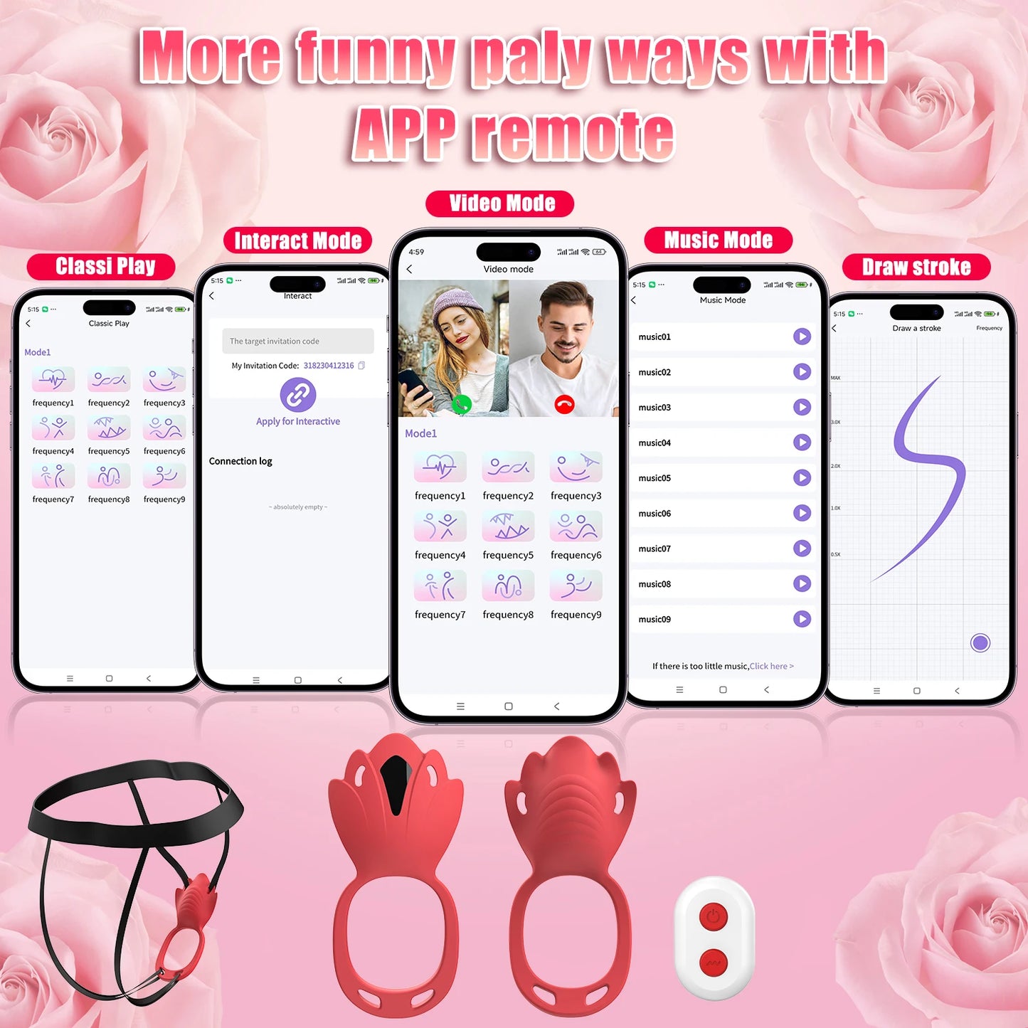 App and Remote Control Wearable Panties Penis Ring Vibrator for Couple Sex Toys