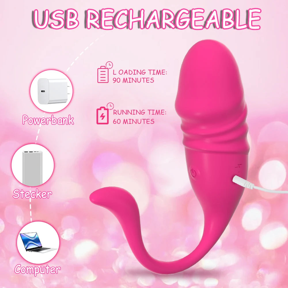 APP Wireless Bluetooth G Spot Vibrator Telescopic Dildo Vagina Love Egg