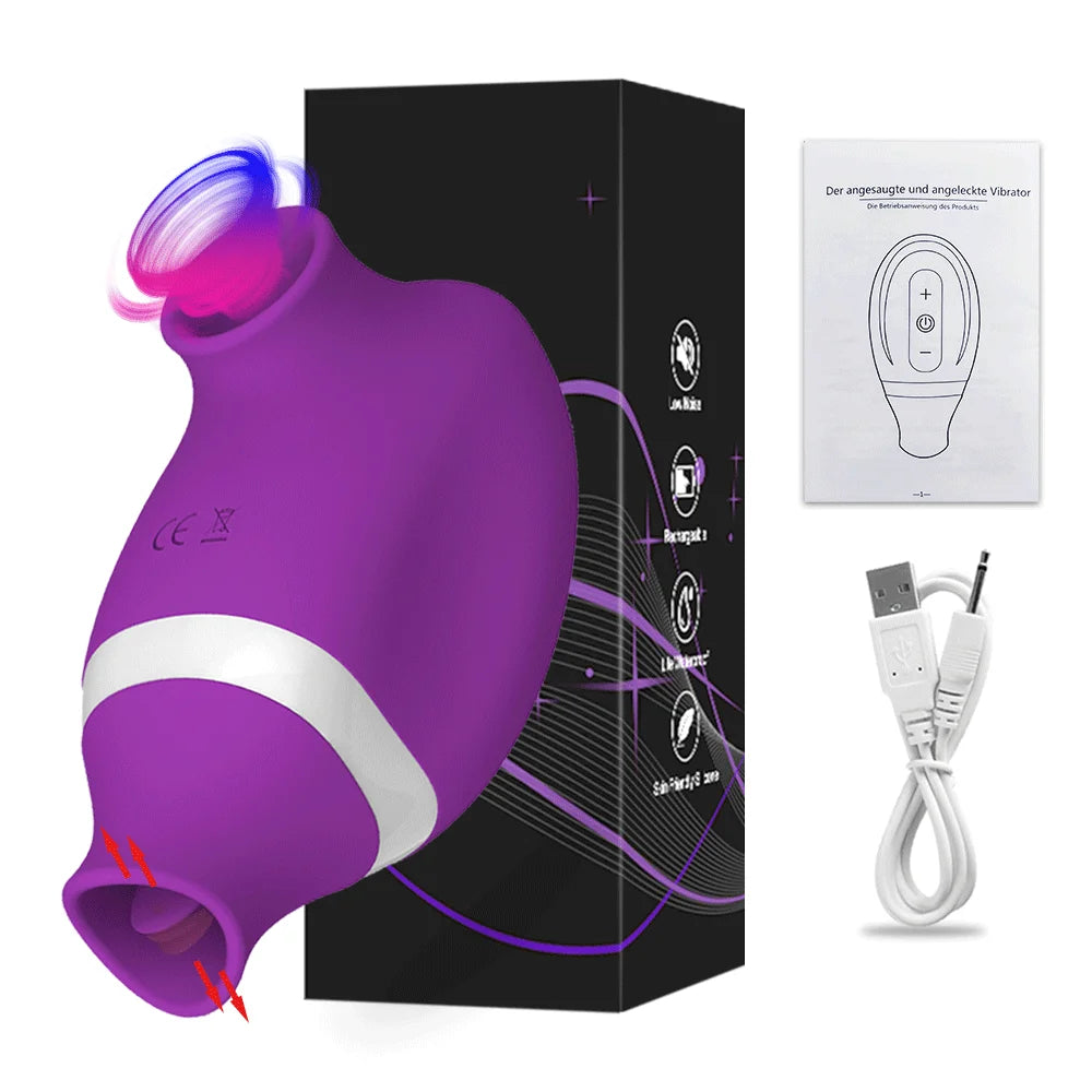 2‑in‑1 Clitoral & Nipple Suction Vibrator – G‑Spot Licking Massager for Women