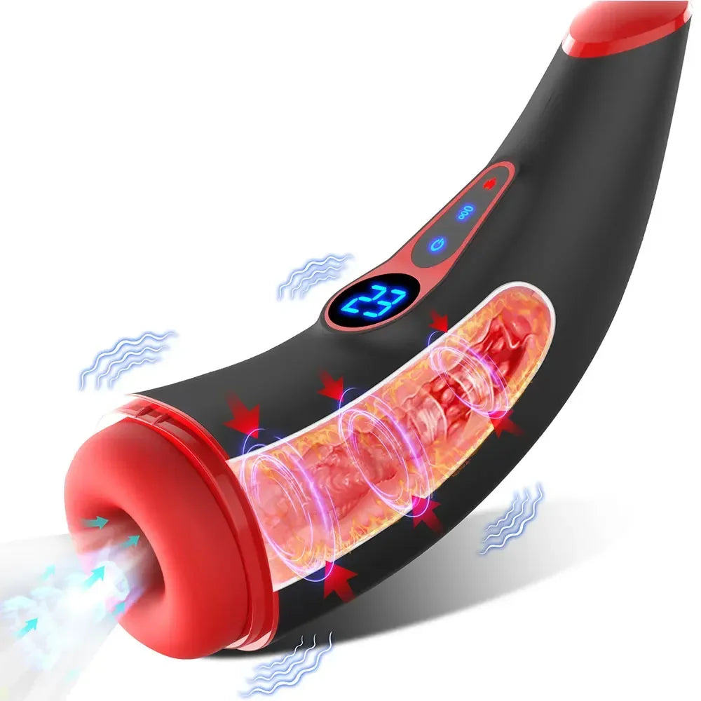 Automatic Vibrating Heating Male Masturbator Blowjob Sucking Machine Sex Toy