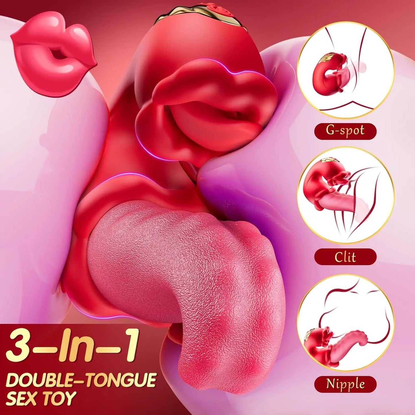 3in1 Big Tongue Vibrator Dildo Clit Stimulator Licking Swing Vibrating Couples Game