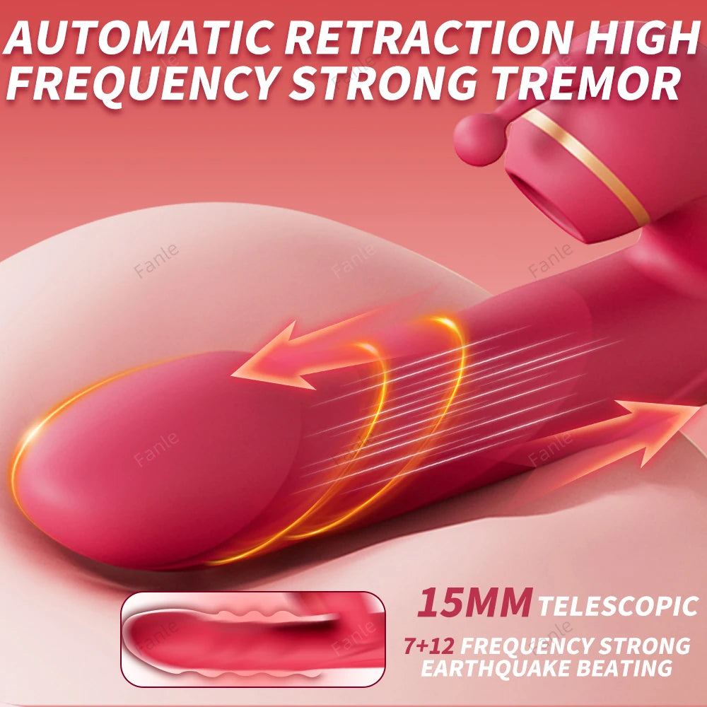 Heated Thrusting Dildo Vibrator|5-in-1 APP Control |G-spot Clit Stimulator for Women