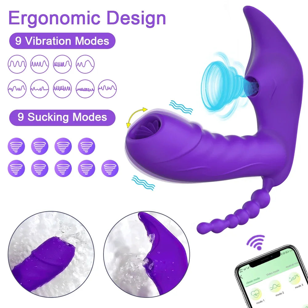 Bluetooth APP Dildo Vibrator Masturbator Vacuum Vagina Clitoris Suck Stimulator