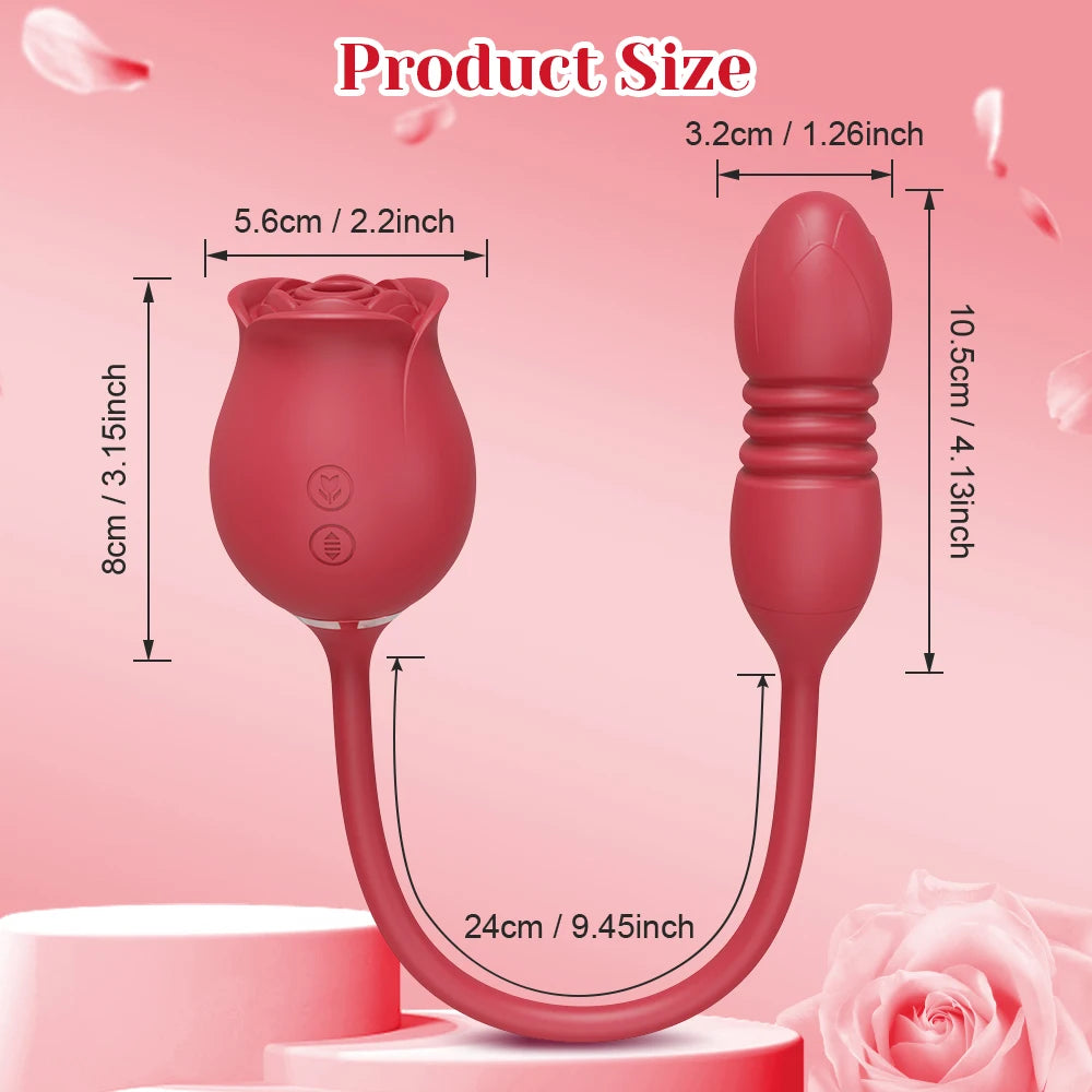 3-in-1 Rose Vibrator – Clit Suction, Licking Tongue & G Spot Dildo Toy for Women