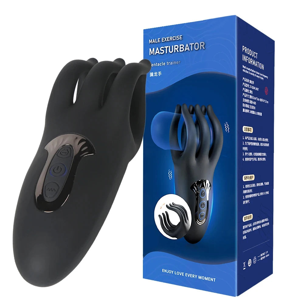 Glans Trainer Vibrator for Men – Finger Grip Delay Trainer & Glans Massage Stimulator