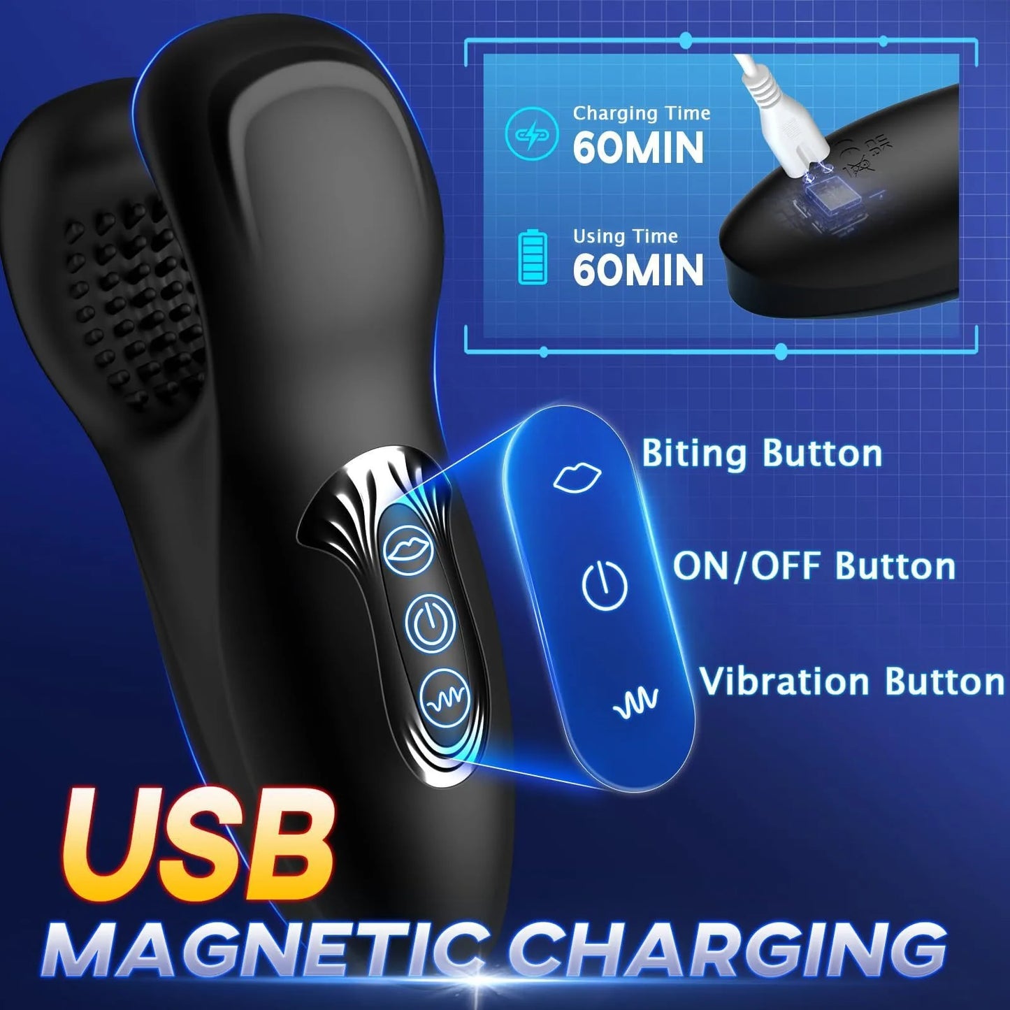 Amouraura Penis Vibrator for Men – Delay Training Massager with Biting Grip Design