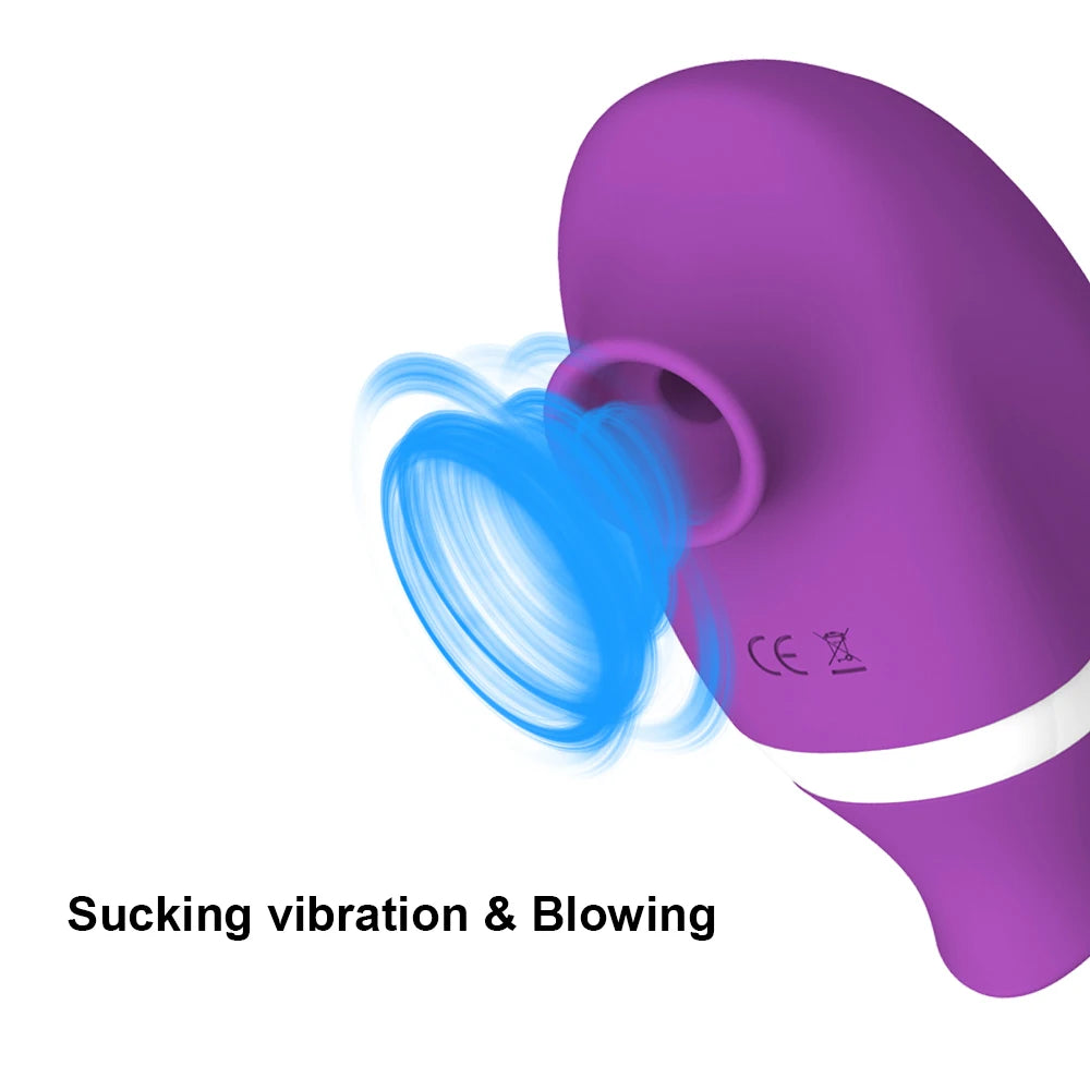 2‑in‑1 Clitoral & Nipple Suction Vibrator – G‑Spot Licking Massager for Women