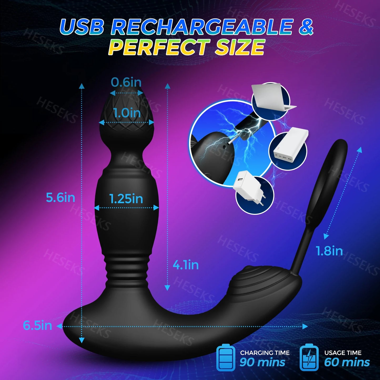 Male Thrusting Prostate Massager Wireless Remote Control Anal Plug Dildo