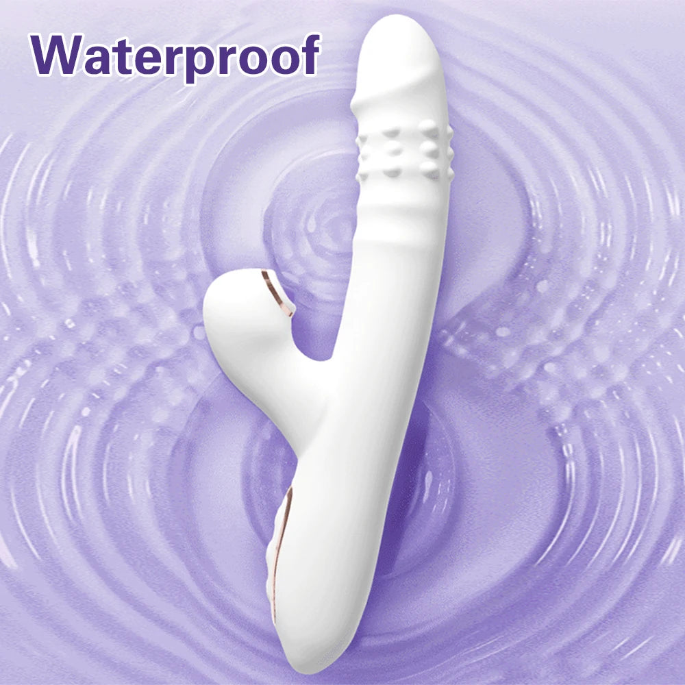 Thrusting Vibrator Dildo Rotating Telescopic Vagina G Spot Massage Sucking