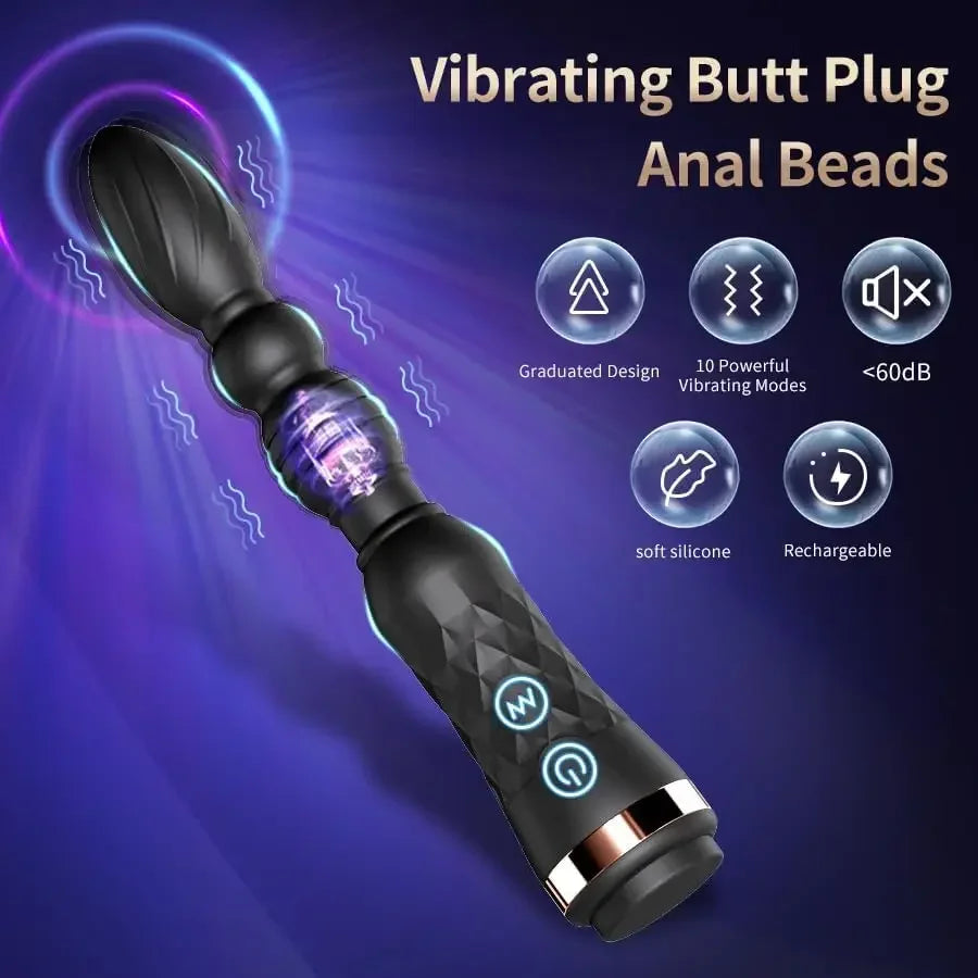 Anal Plug Vibrator for Women – G-Spot & Clitoris Stimulator, Beginner Butt Plug Beads