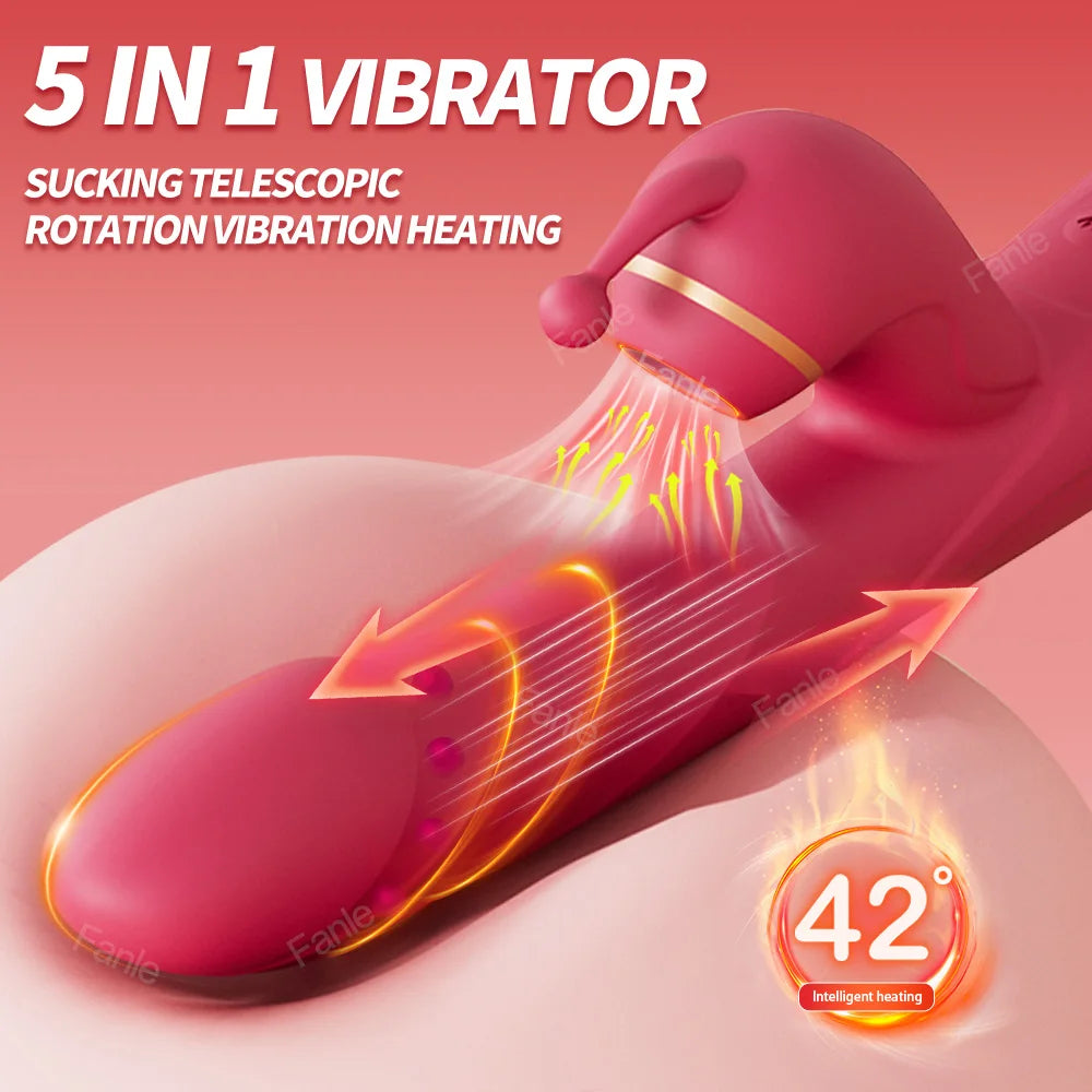 Heated Thrusting Dildo Vibrator|5-in-1 APP Control |G-spot Clit Stimulator for Women
