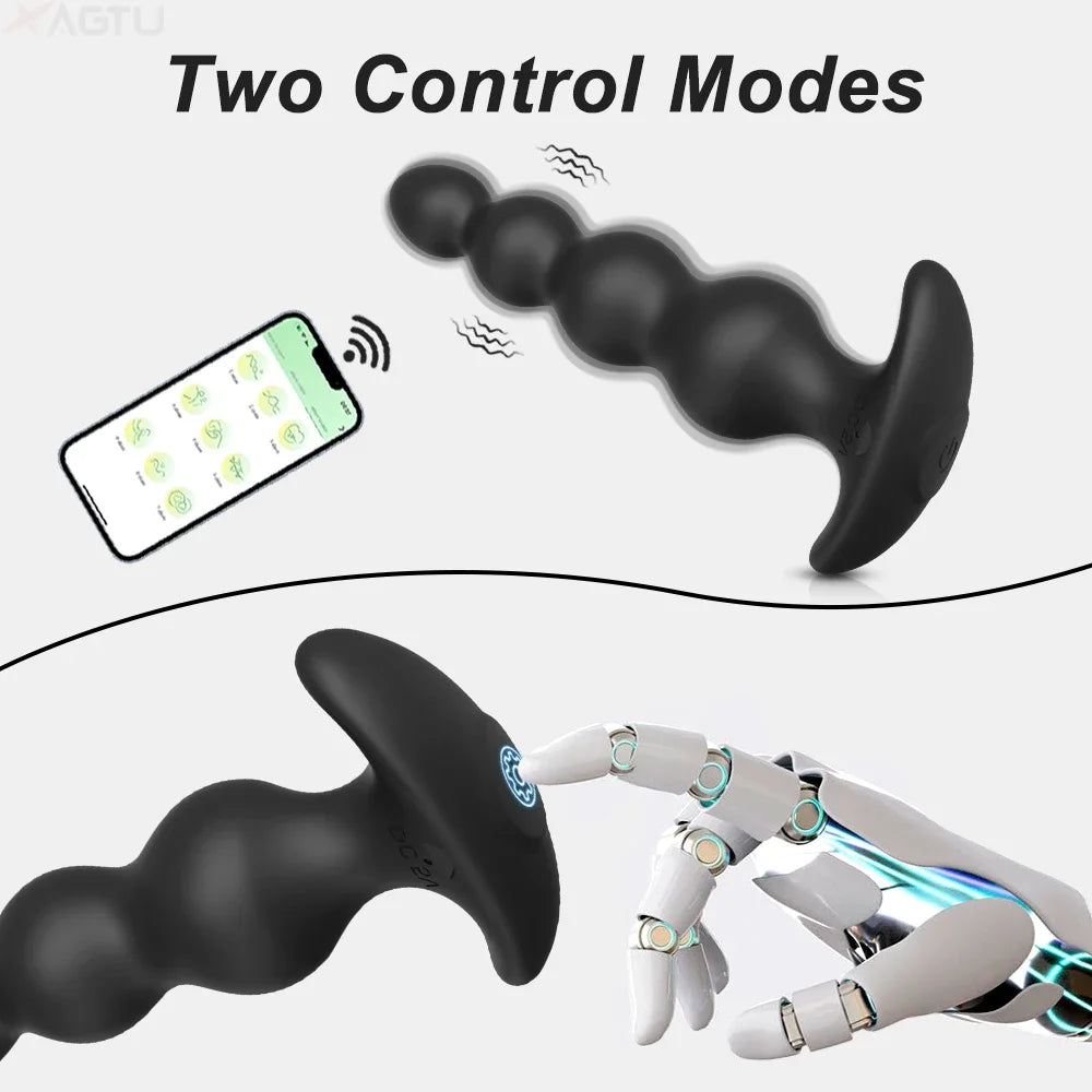 APP-Controlled Vibrating Anal Beads – Prostate Massager Butt Plug for Men & Women