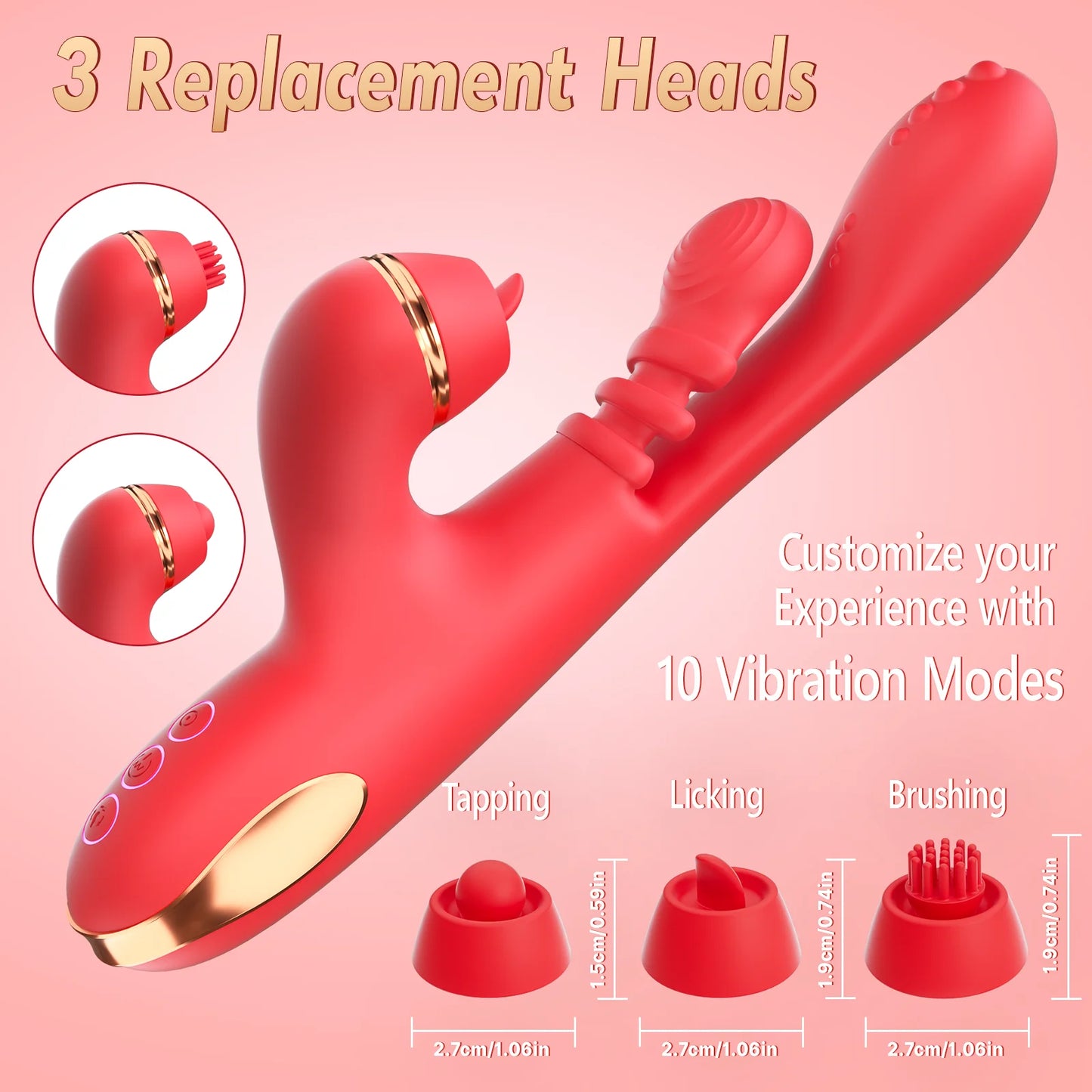5 IN 1 Tapping Thrusting Dildo Vibrator G Spot Vibrator Kneading Clit Stimulator