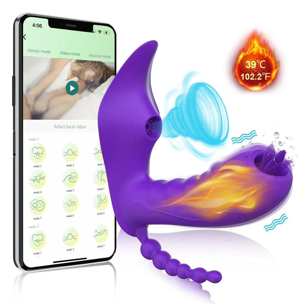 Bluetooth APP Dildo Vibrator Masturbator Vacuum Vagina Clitoris Suck Stimulator