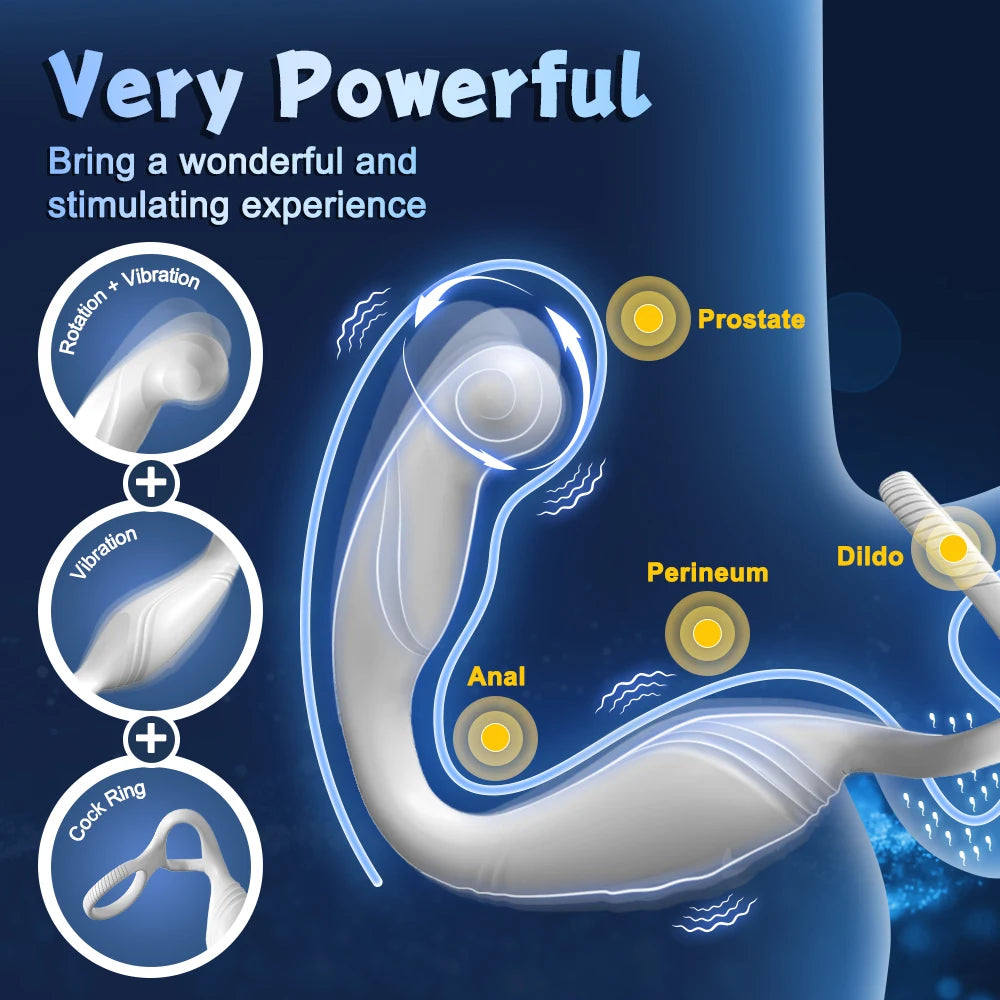 Male Prostate Massager Perineum Stimulator Rotating Butt plug Ring