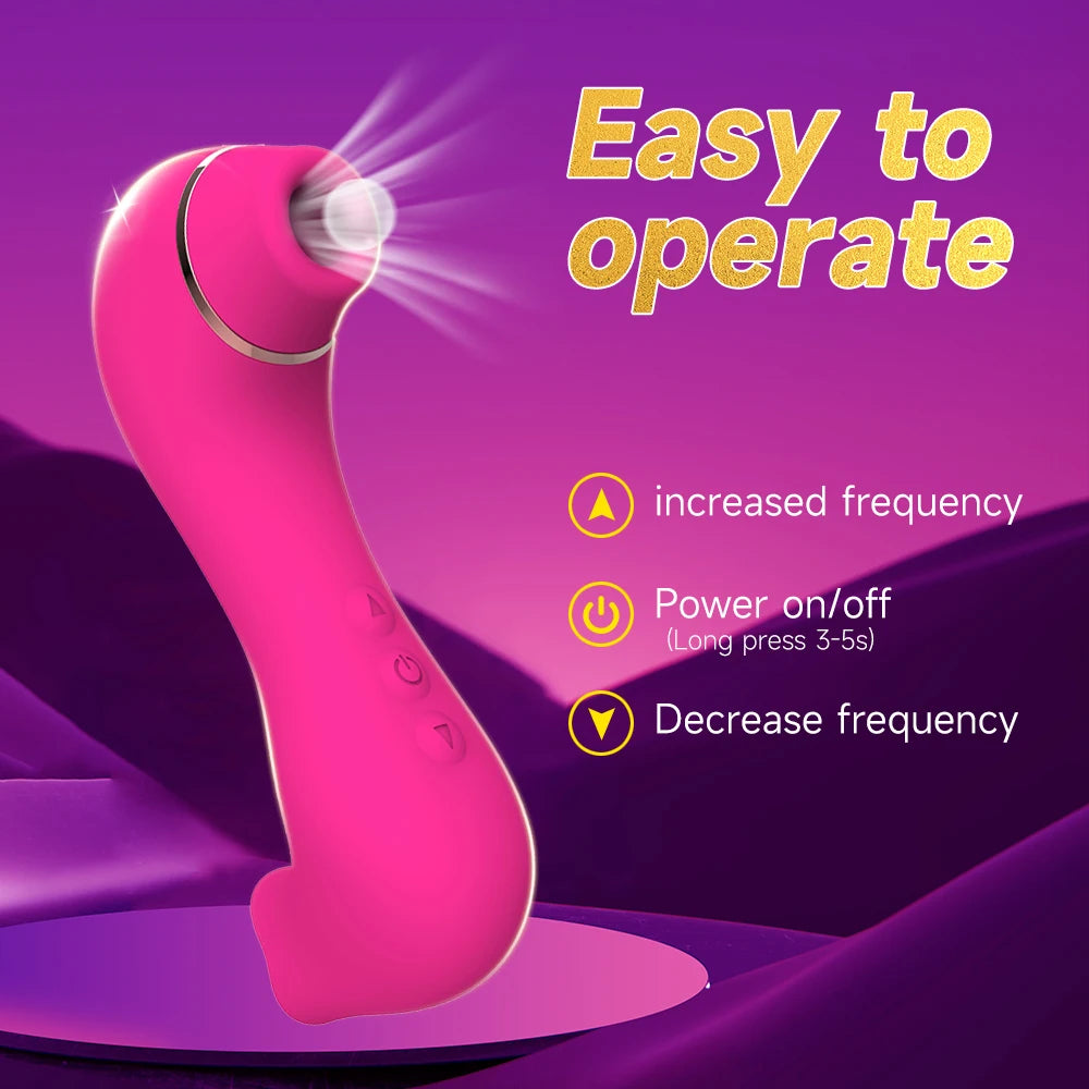 Sucking Vibrator with Tongue Licking Vagina Clitoris Stimulator Sex Toys