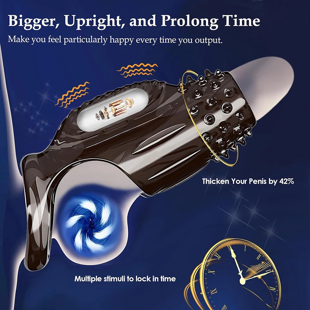 Male Enlargement Delay Vibrators Clits Massager Cock Ring Vibrating Penis Cover