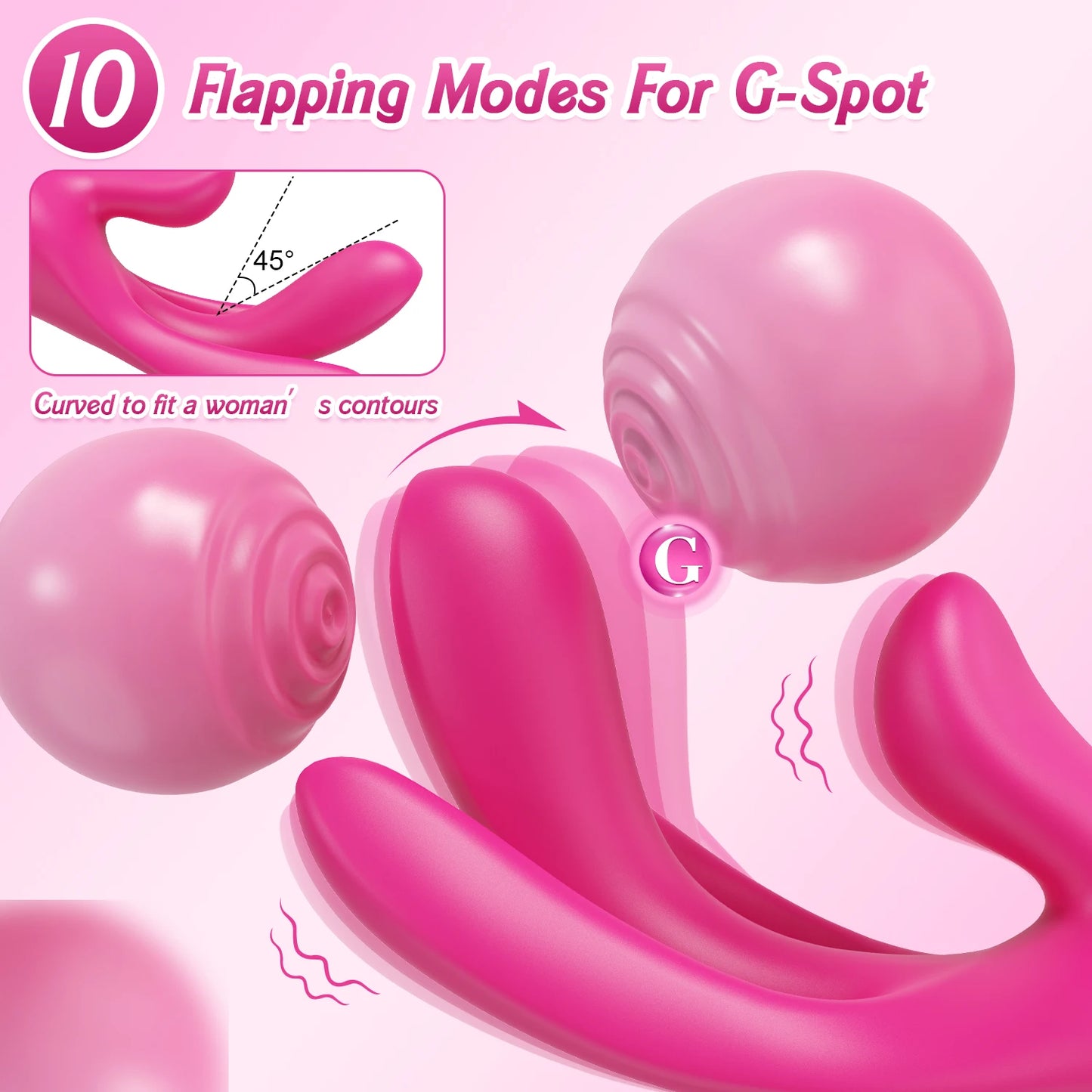 3-in-1 Finger Vibrator | 45° Adjustable | Flapping G-Spot & Clitoral Stimulator