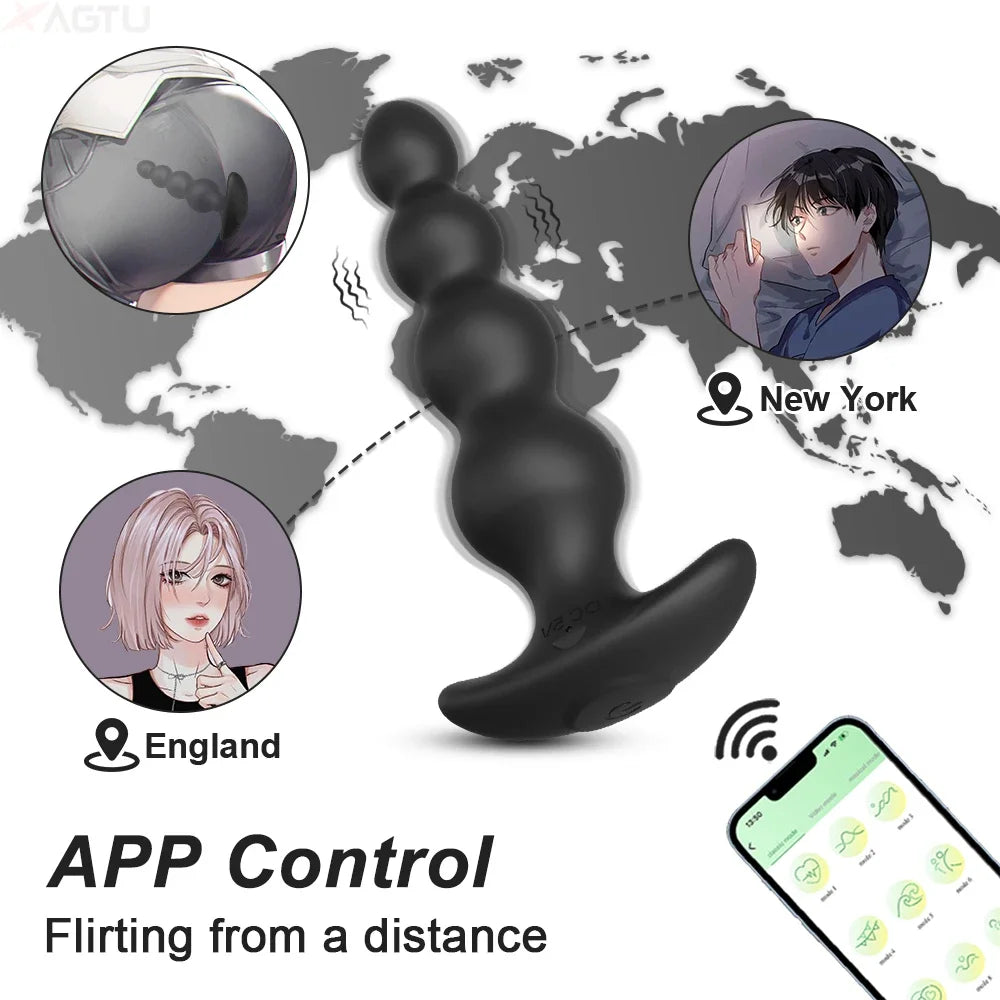 APP-Controlled Vibrating Anal Beads – Prostate Massager Butt Plug for Men & Women
