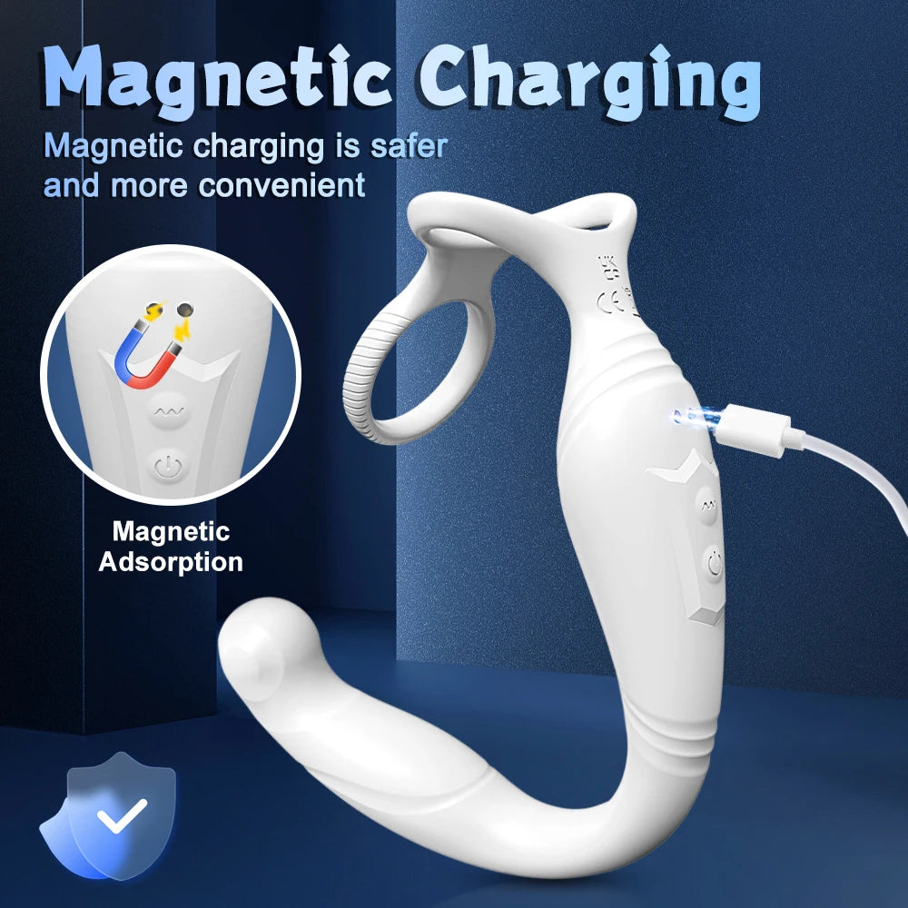 Male Prostate Massager Perineum Stimulator Rotating Butt plug Ring