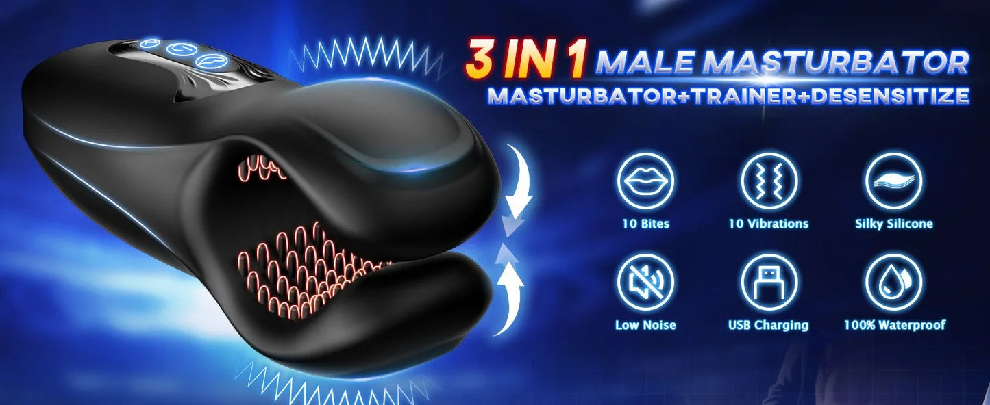 Amouraura Penis Vibrator for Men – Delay Training Massager with Biting Grip Design
