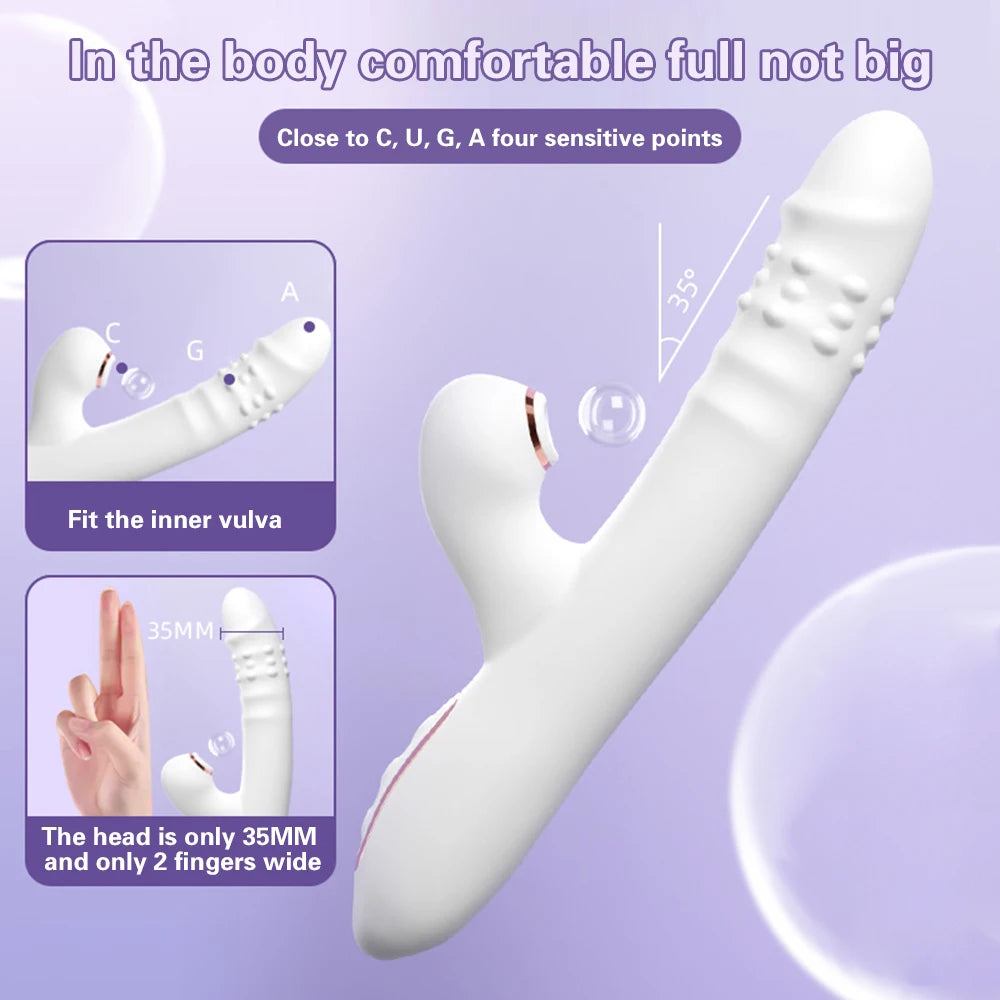 Thrusting Vibrator Dildo Rotating Telescopic Vagina G Spot Massage Sucking