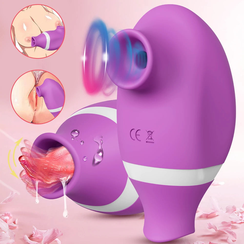 2‑in‑1 Clitoral & Nipple Suction Vibrator – G‑Spot Licking Massager for Women