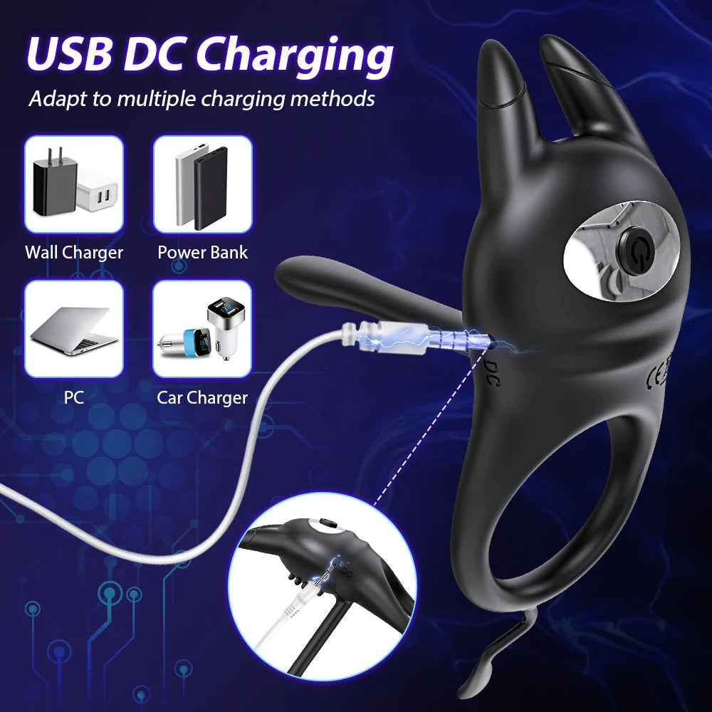 Vibrating Penis Ring for Men Delay Ejaculation Cock Ring Sex Toys for Couples