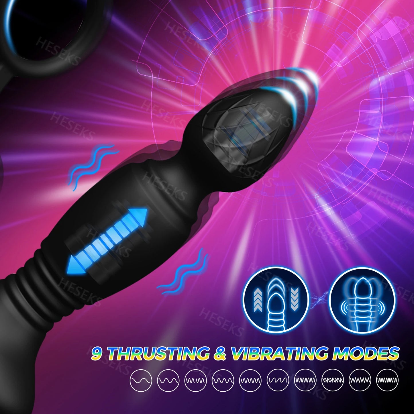 Male Thrusting Prostate Massager Wireless Remote Control Anal Plug Dildo