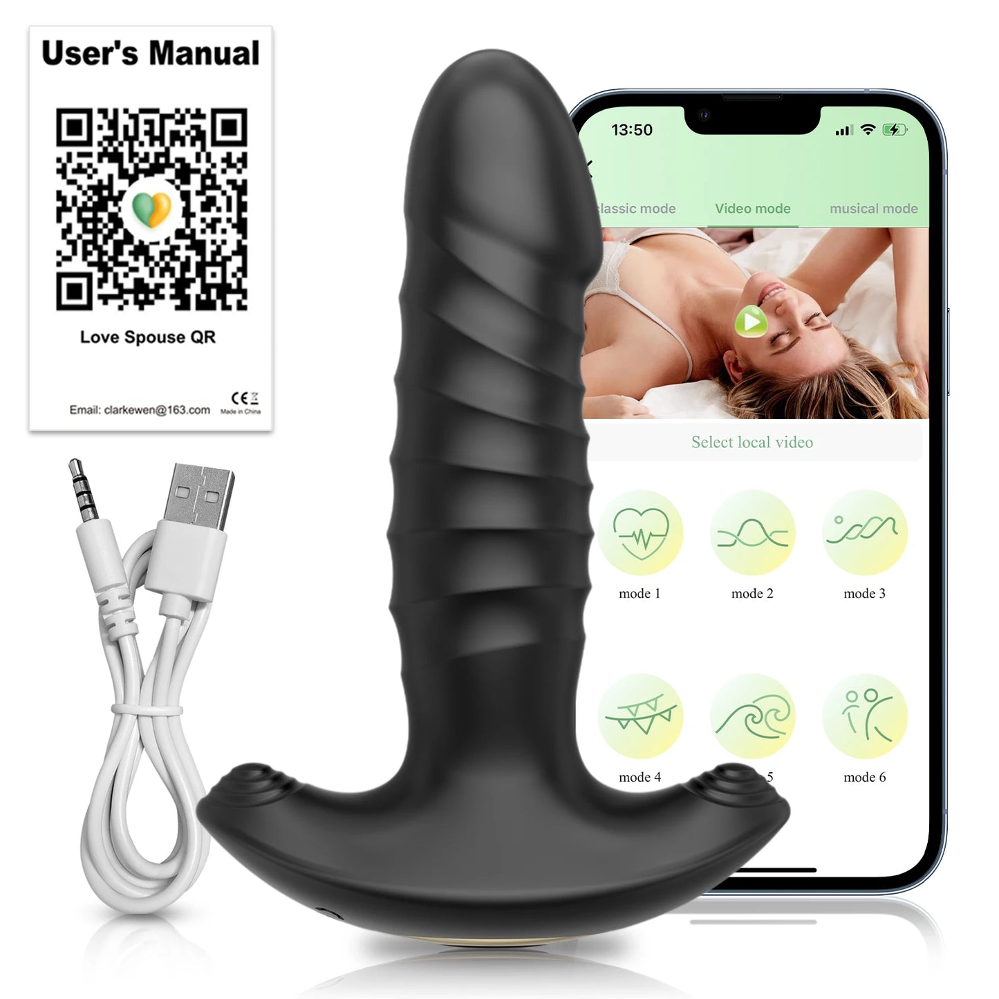 APP Control Thrusting Prostate Massager Vibrator Anal Plug Telescopic Butt Plug