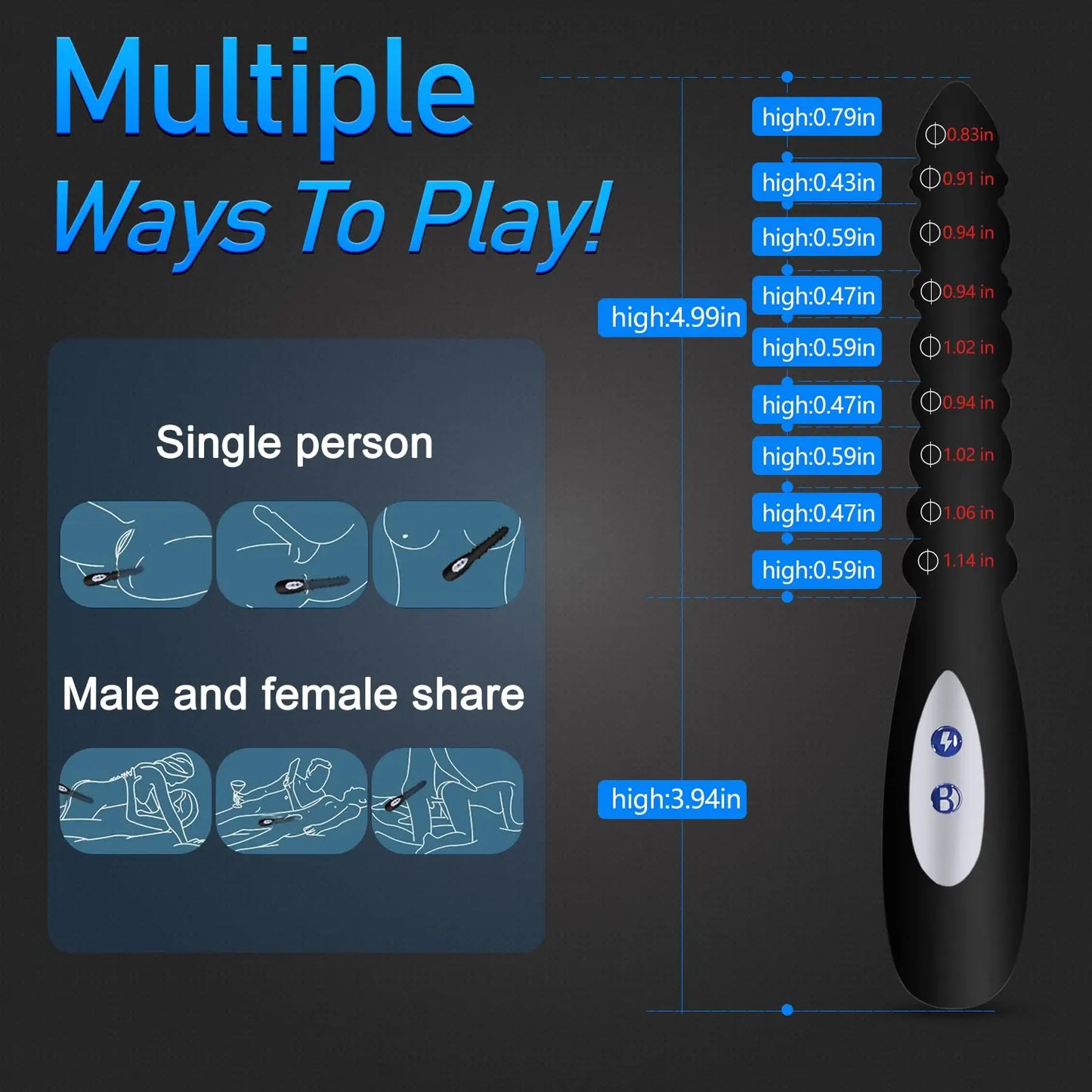 Electric Pulse Anal Beads – Prostate & G-Spot Vibrator with Shock Function for Men & Women