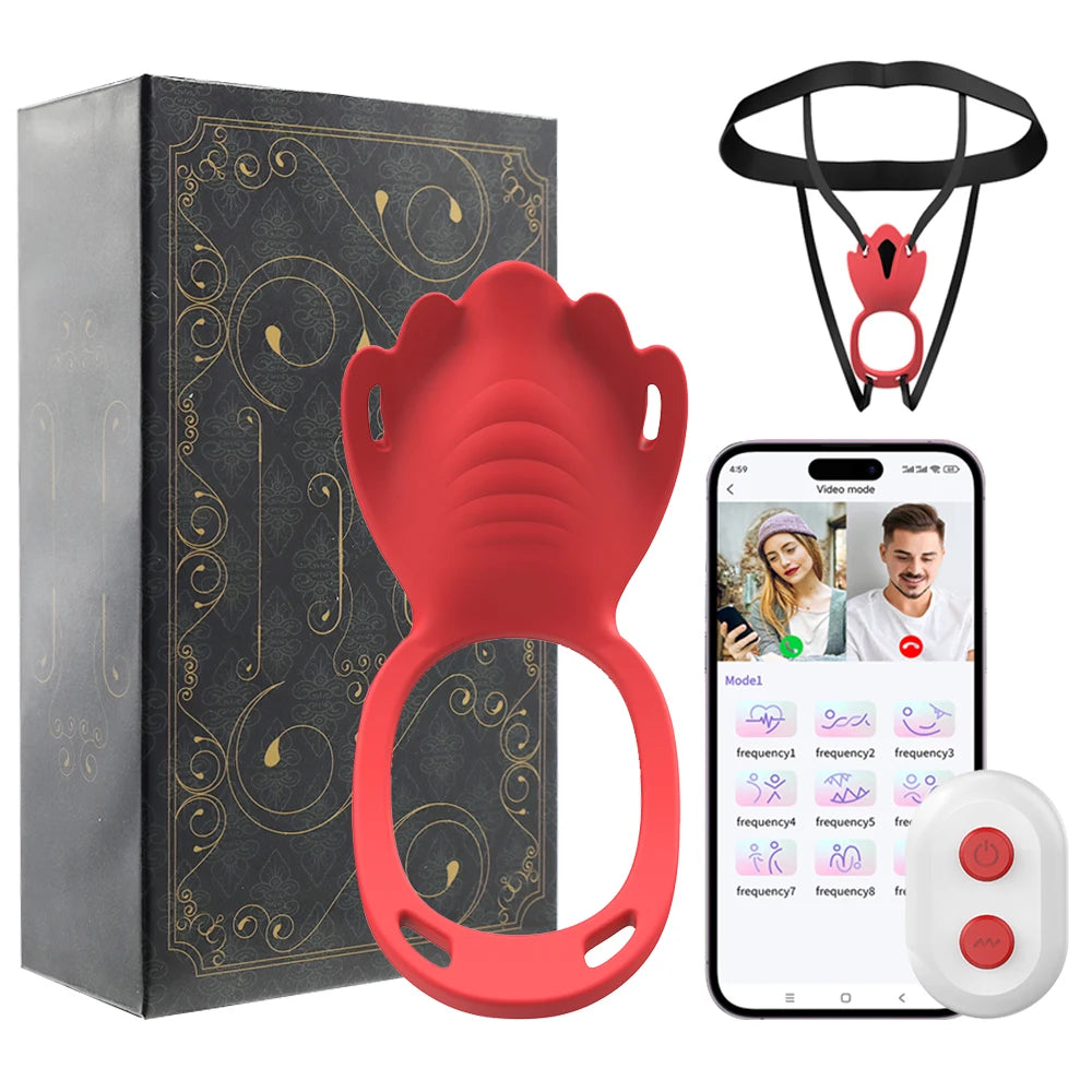 App and Remote Control Wearable Panties Penis Ring Vibrator for Couple Sex Toys