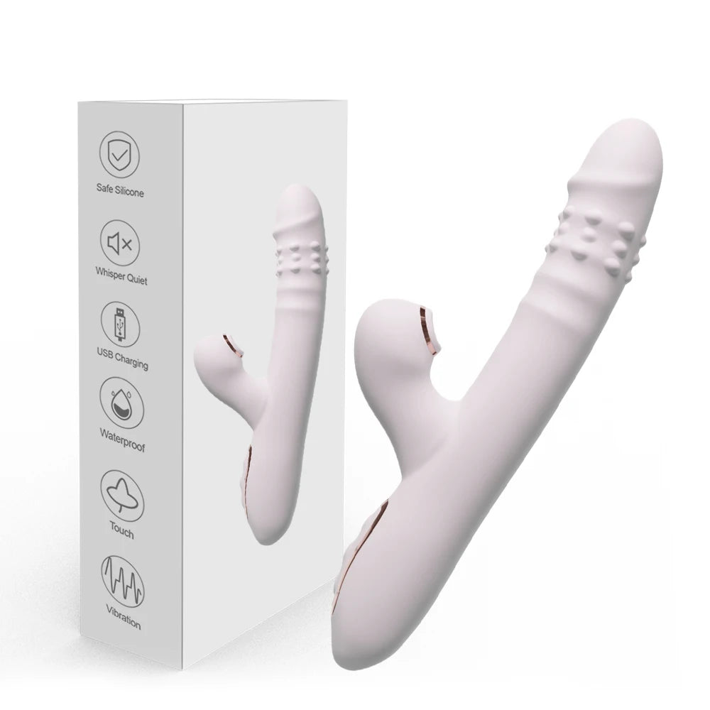 Thrusting Vibrator Dildo Rotating Telescopic Vagina G Spot Massage Sucking
