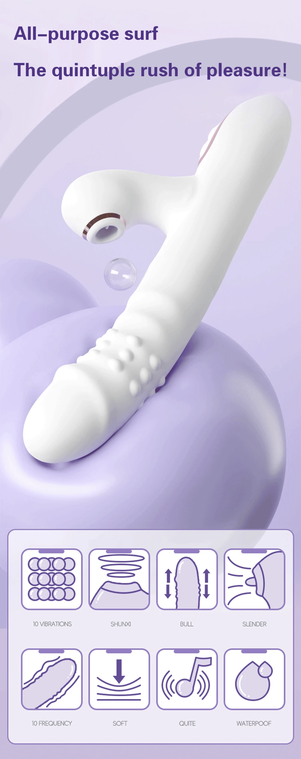 Thrusting Vibrator Dildo Rotating Telescopic Vagina G Spot Massage Sucking